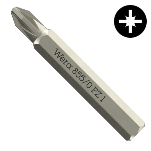 Бита Wera крестовая PZ 1 x 30 мм, хвостовик шестигранный 5/32