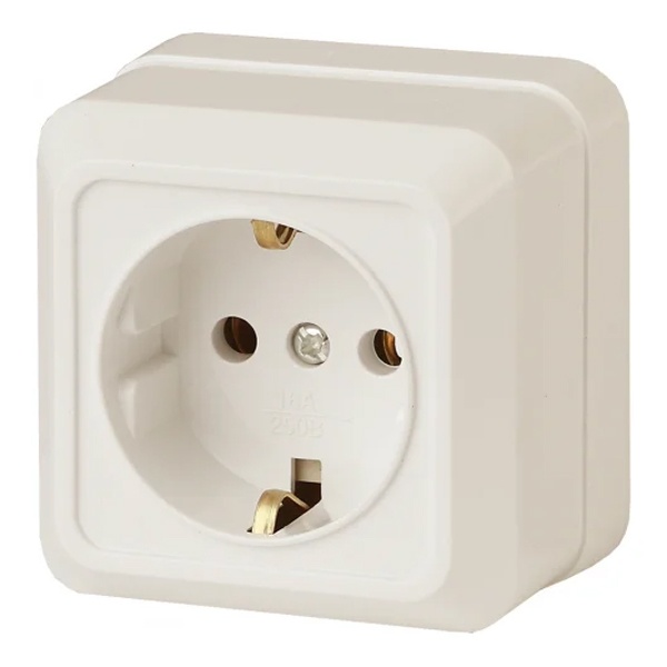 Накладная розетка Intro Quadro 2P+E Schuko 16А-250В IP20 слоновая кость 2-202-02 (бежевый)