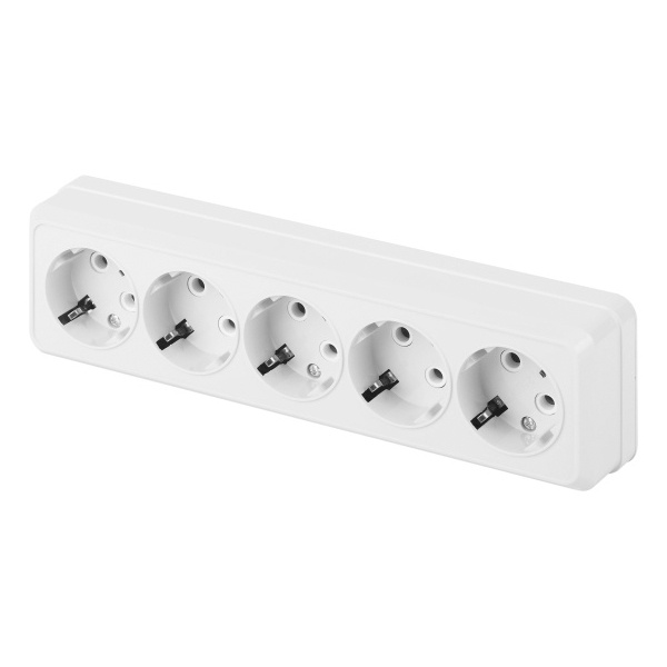 Накладная розетка Intro Quadro 5х2P+E 16А-250В IP20 белый 2-210-01