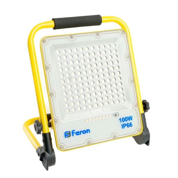 Прожектор светодиодный аккумуляторный с ручкой Feron LL-952 100W 6400K IP66 15Ah 18650