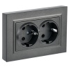 Розетка плоская ИЭК BRITE 2х2P+E двойная Schuko 16А бронза в сборе (РСПл12-3-БрТБ)