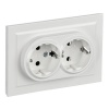 Розетка плоская ИЭК BRITE 2х2P+E Schuko со шторками двойная 16А белый в сборе (РСшПл12-3-БрБ)