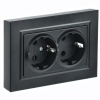 Розетка плоская ИЭК BRITE 2х2P+E двойная Schuko 16А черный в сборе (РСПл12-3-БрЧ)
