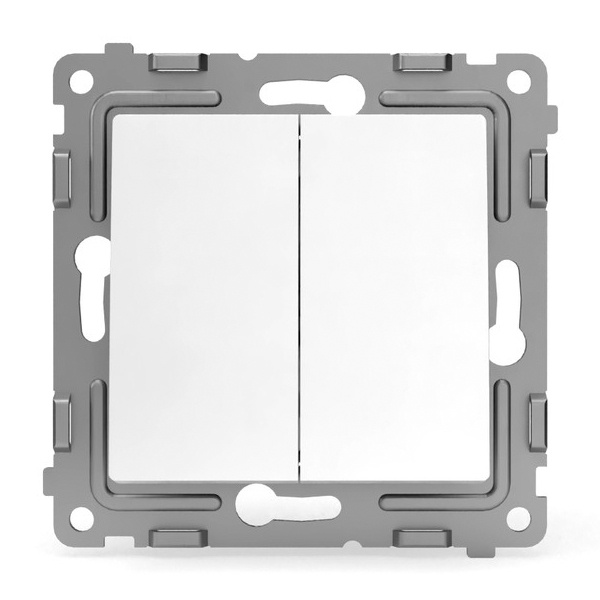 Выключатель двухклавишный Tokov Electric Pixel 10А IP20 белый