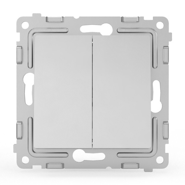 Выключатель двухклавишный Tokov Electric Pixel 10А IP20 алюминий