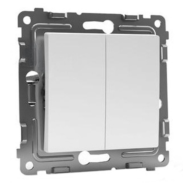 Выключатель двухклавишный Tokov Electric Pixel 10А IP20 айс