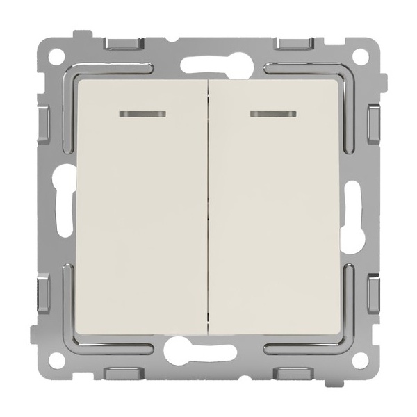 Выключатель двухклавишный с индикацией Tokov Electric Pixel 10А IP20 бежевый