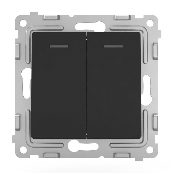 Выключатель двухклавишный с индикацией Tokov Electric Pixel 10А IP20 карбон