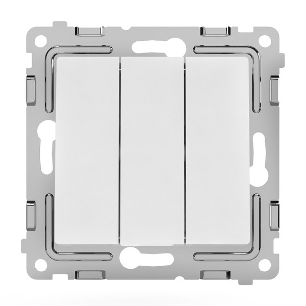 Выключатель трехклавишный Tokov Electric Pixel 10А IP20 белый