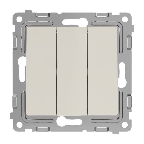 Выключатель трехклавишный Tokov Electric Pixel 10А IP20 бежевый