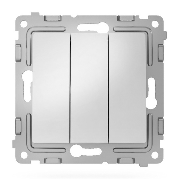 Выключатель трехклавишный Tokov Electric Pixel 10А IP20 алюминий