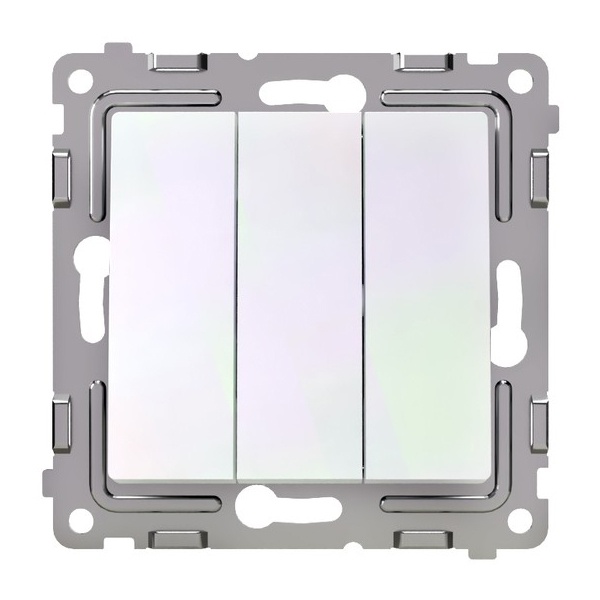 Выключатель трехклавишный Tokov Electric Pixel 10А IP20 перламутр