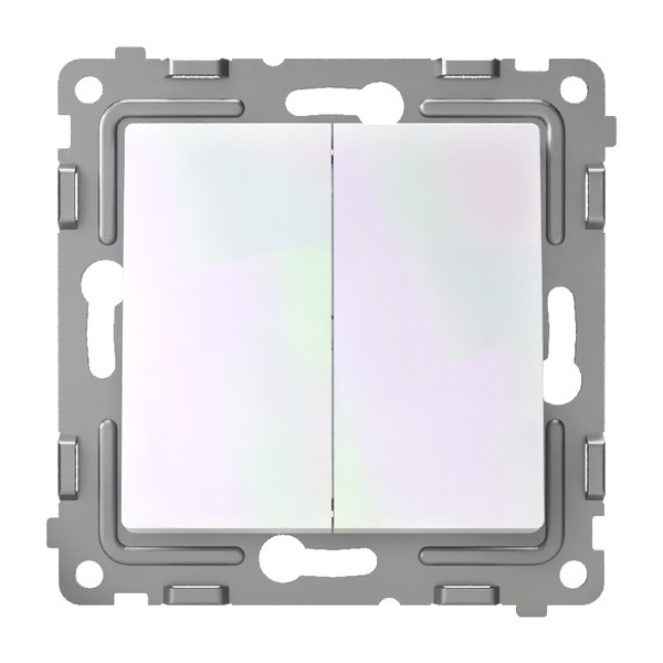 Переключатель двухклавишный Tokov Electric Pixel 10А IP20 перламутр