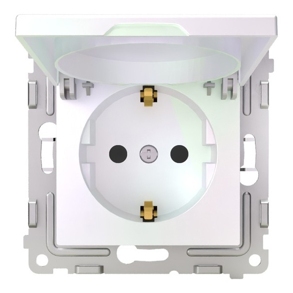 Розетка с заземлением Tokov Electric Pixel 16А шторки крышка IP20 перламутр