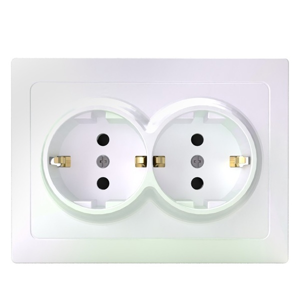 Розетка 2-я с заземлением в сборе Tokov Electric Pixel 16А шторки IP20 перламутр