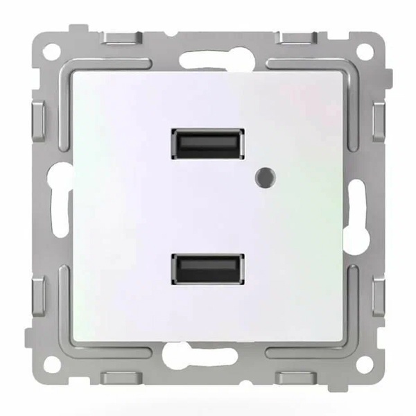 Розетка для зарядки Tokov Electric Pixel 2USB тип A+A 5В 1х2.1А 2х1.05А перламутр