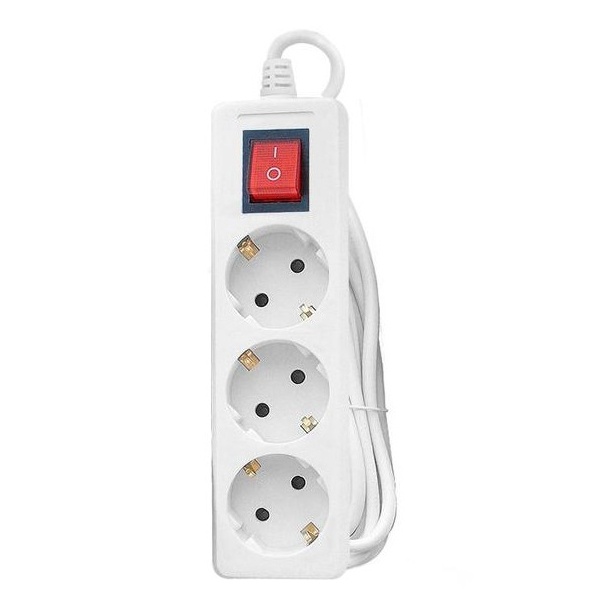 Удлинитель Tokov Electric Light 3х2P+PE 10А выключатель кабель 5м 3х1,5мм2 белый
