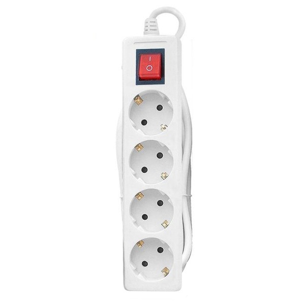 Удлинитель Tokov Electric Light 4х2P+PE 10А выключатель кабель 3м 3х1,5мм2 белый