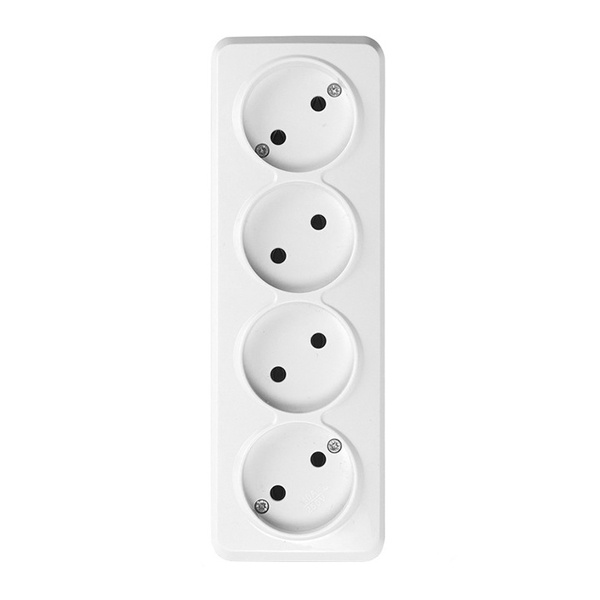 Накладная розетка Tokov Electric Frea 4-местная без заземления 16А IP20 белый