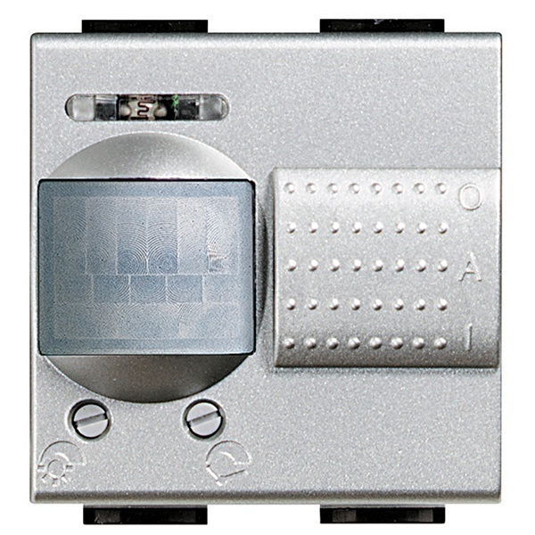 Выключатель с пассивным ИК датчиком движения с селектором О-А-I - 230В 2 модуля LivingLight Алюминий