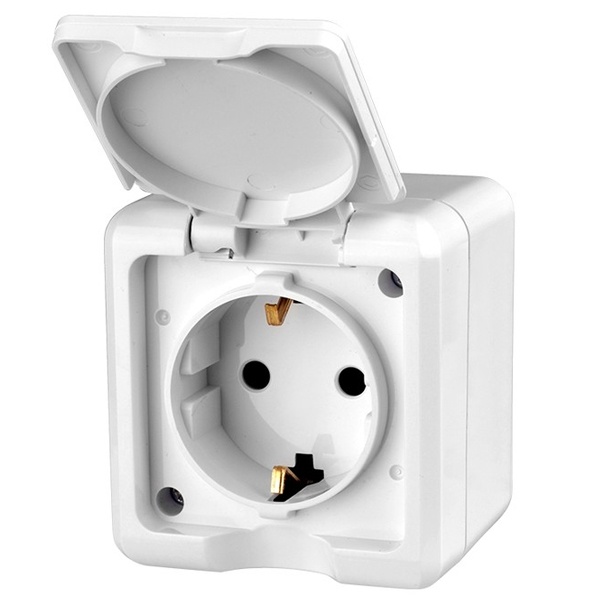 Розетка открытой установки Tokov Electric Dita 2П+3 16А с крышкой IP54 белый