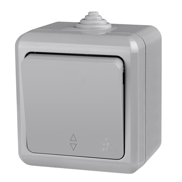 Переключатель одноклавишный открытой установки Tokov Electric Dita 10А IP54 серый