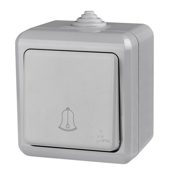 Кнопка звонка открытой установки Tokov Electric Dita 10А IP54 серый