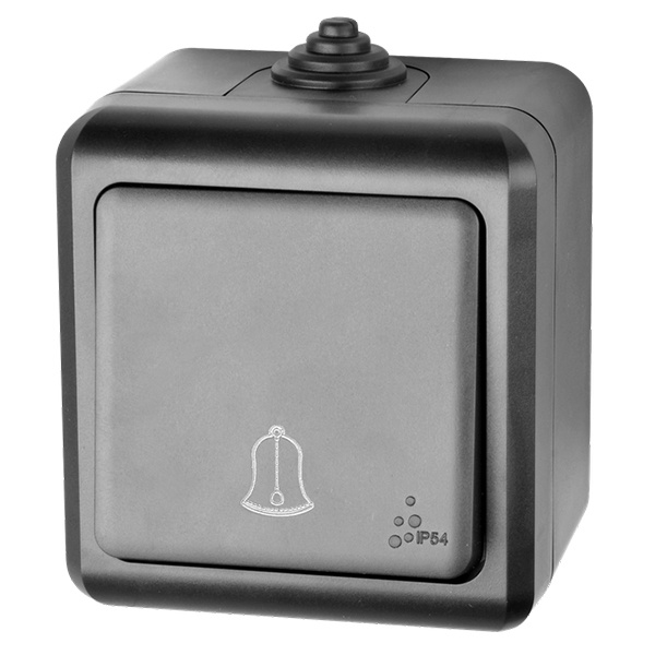 Кнопка звонка открытой установки Tokov Electric Dita 10А IP54 карбон