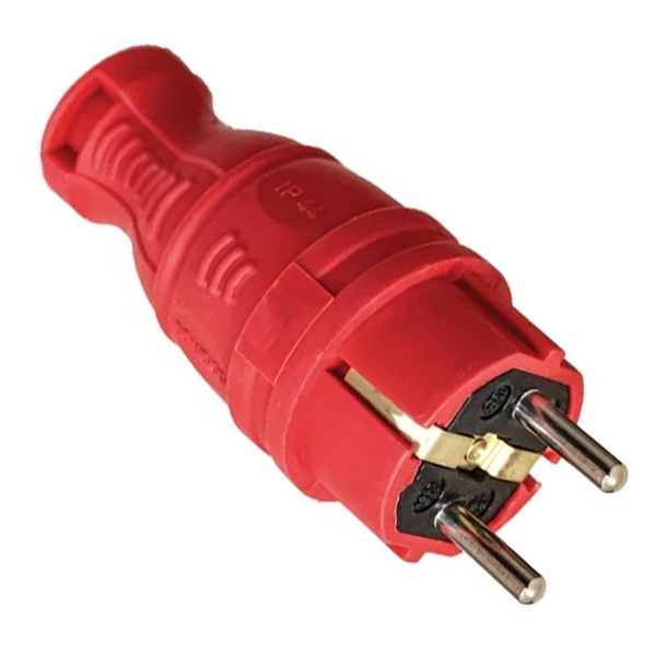Вилка прямая каучук Tokov Electric 2Р+E 16А 250В IP44 красная