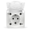 Розетка открытой установки Tokov Electric Nix 2П+3 16А с прозрачной крышкой IP54 белый