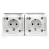 Розетка двойная открытой установки Tokov Electric Nix 2х2П+3 16А с прозрачной крышкой IP54 белый