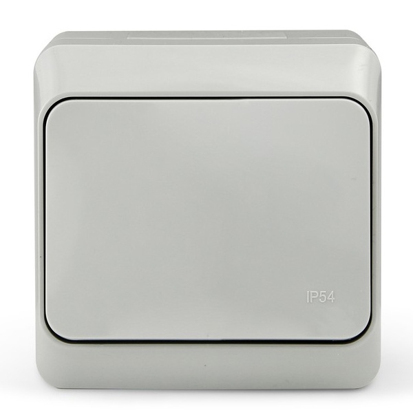 Выключатель одноклавишный открытой установки Tokov Electric Nix 10А IP54 серый
