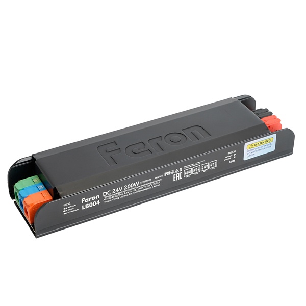 Блок питания для светодиодной ленты Feron LB004 200W 24V IP20 с плавным пуском, диммируемый