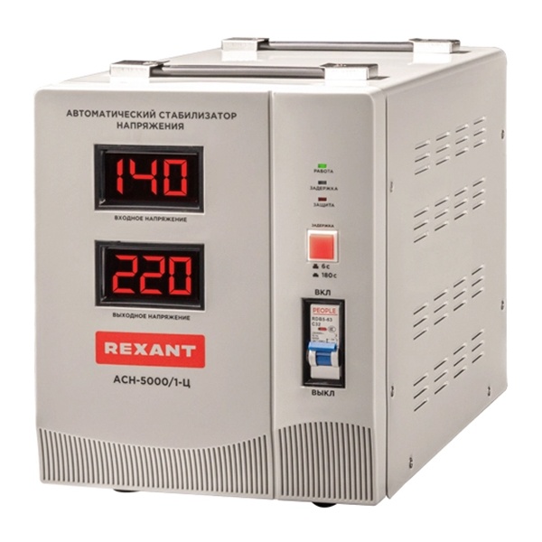 Стабилизатор напряжения REXANT АСН-5 000/1-Ц 5000ВА 140-260В релейного типа напольный