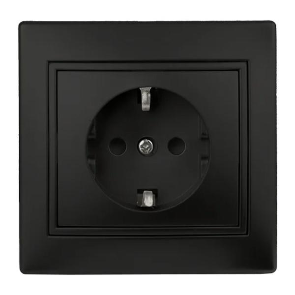 Розетка Intro 2P+E Schuko 16А 250В IP20 Plano, антрацит 1-202-05
