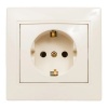 Розетка Intro 2P+E Schuko со шторками 16А 250В IP20 Plano, слоновая кость 1-206-02 (бежевый)