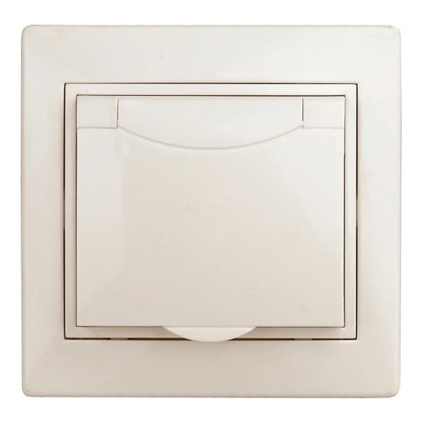 Розетка Intro 2P+E Schuko с крышкой 16А 250В IP20 Plano, слоновая кость 1-203-02 (бежевый)