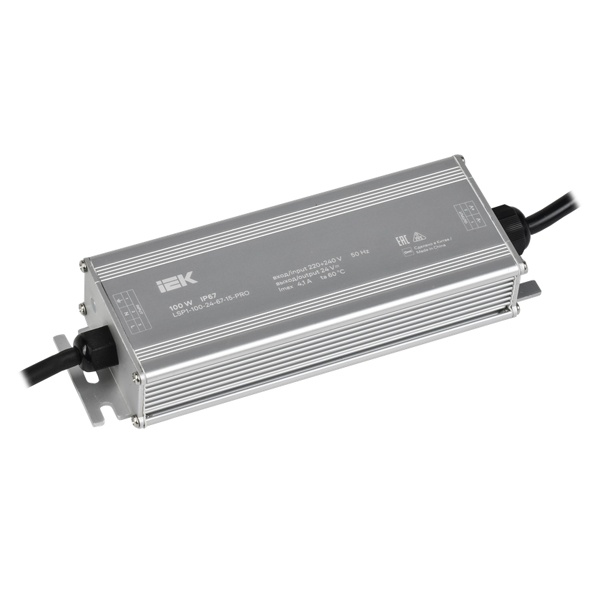 Драйвер ИЭК LED ИПСН-PRO 100Вт 24В блок - шнуры IP67