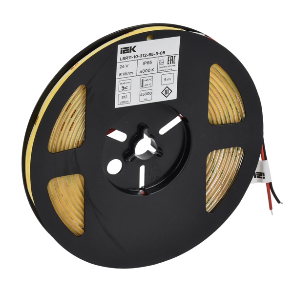 Светодиодная COB лента ИЭК 312LED/м 8Вт/м 4000K 24В IP65 5000х8мм (упаковка 5 м)