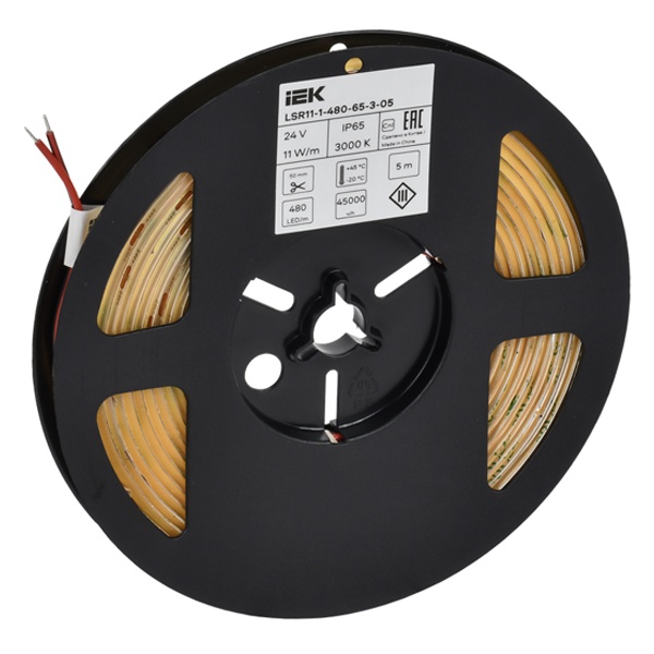 Светодиодная COB лента ИЭК 480LED/м 11Вт/м 3000K 24В IP65 5000х8мм (упаковка 5 м)
