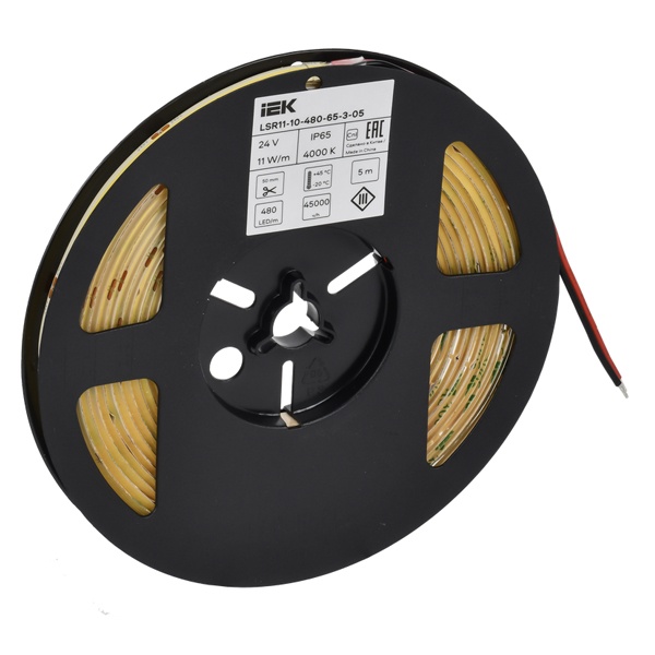 Светодиодная COB лента ИЭК 480LED/м 11Вт/м 4000K 24В IP65 5000х8мм (упаковка 5 м)