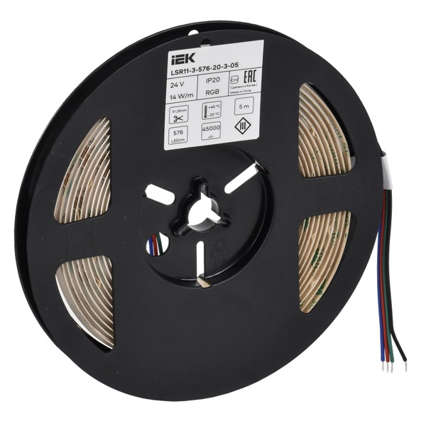 Светодиодная COB лента ИЭК 576LED/м 14Вт/м RGB 24В IP20 5000х10мм (упаковка 5 м)