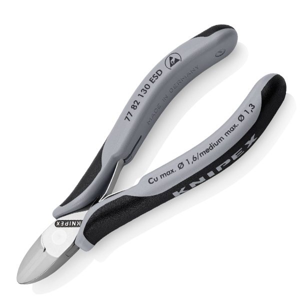 Бокорезы Knipex для электроники ESD антистатические, острая маленькая головка 130 мм 2-комп ручки
