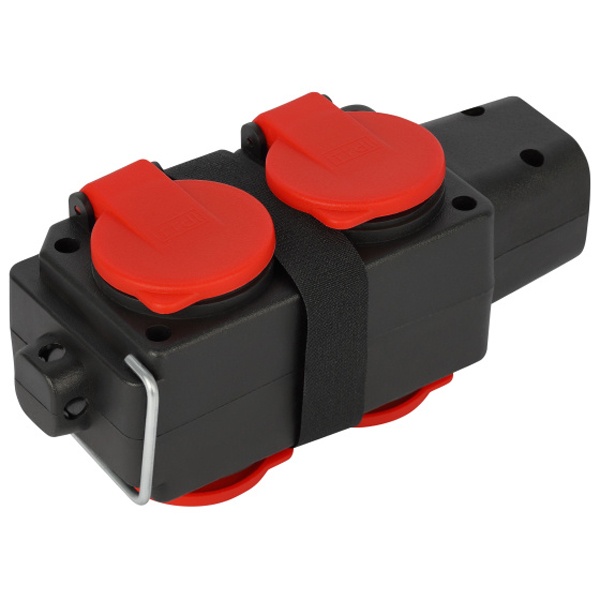 Колодка ЭРА KB-3e-R-IP44 4х2P+E 16A IP44 красная