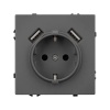 Розетка с USB зарядкой Arlight Nobe 16A 2хUSB тип A 2,1А, серый базальт