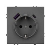 Розетка с USB зарядкой Arlight Nobe 16A USB тип A и тип С 3А, серый базальт
