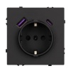 Розетка с USB зарядкой Arlight Nobe 16A USB тип A и тип С 3А, черный оникс