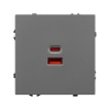 Зарядное устройство с быстрой зарядкой USB Arlight Nobe USB тип A и тип C 65Вт QC3, серый базальт