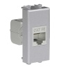 Компьютерная розетка RJ-45 без шторки модульная DKC Avanti кат.5е экран 1 модуль, закаленная сталь
