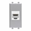 Компьютерная розетка RJ-45 без шторки модульная DKC Avanti,кат.6 1 модуль, закаленная сталь